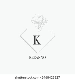 K letter logo with a creative floral concept for company business beauty real estate premium vector