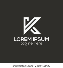 K-Brief-Logo Kreativität minimaler Linie k Buchstabe Logo-Konzept einzeln Vektorgrafik-Vorlage 