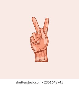 K letter logo in a deaf-mute hand gesture alphabet. Hand drawn vector illustration