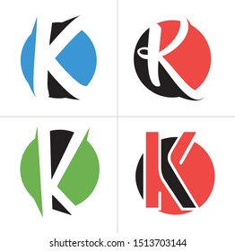 K letter logo design. Letter k in circle shape vector illustration.	
