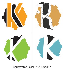 K letter logo design. Letter k in circle shape vector illustration.