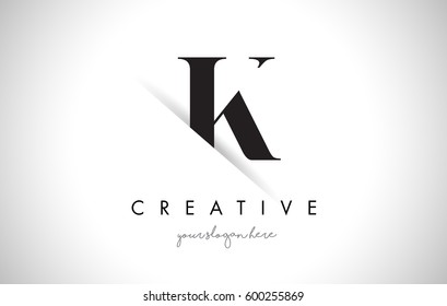 K Letter Logo Design with Creative Paper Cut and Serif Font.