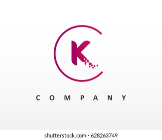 K Letter Logo Design With Dots and Circle