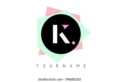 K  Letter Logo Design with Geometric Pastel Colored Shapes.