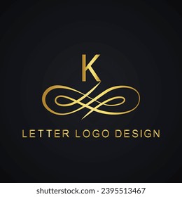 K letter logo design with golden crown vector.