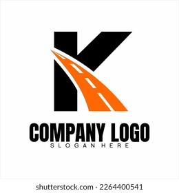 K letter logo design with highway. Highway logo. Logo for highway contractor.