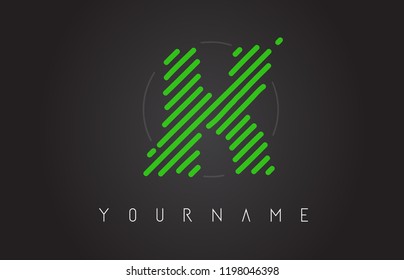 K Letter Logo Design made of Neon Green Lines Vector Illustration
