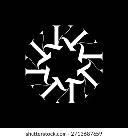 Diseño del logotipo de la letra K, monograma K, letra K en diseño de flores