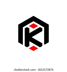 K letter logo design. K letter in polygon shape. K Creative  letter logo.  K polygon logo.