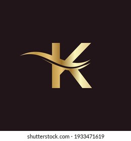 Diseño del logotipo de la letra K. Diseño de logotipo K de carta premium con concepto de ola de agua