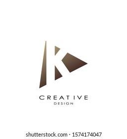 K Letter logo design.  Simple  design concept triangle shape,  with hidden letter K logo for initial, business identity.