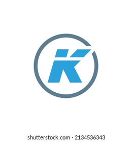 K  letter logo design, Startup Business ellipse tools illustration.