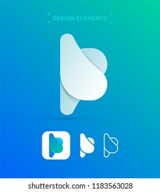 K letter logo design template. Origami paper material design, flat and line art style. App icon