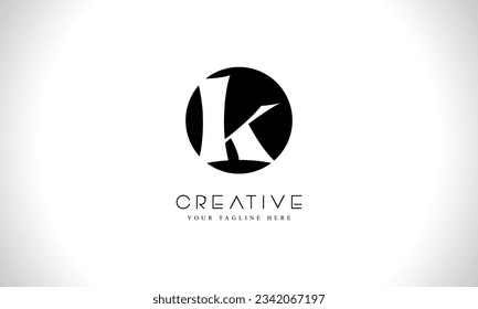 K letter logo design template with circle shape
