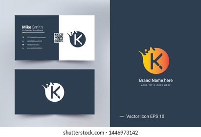 K Letter logo design vector element with Business card