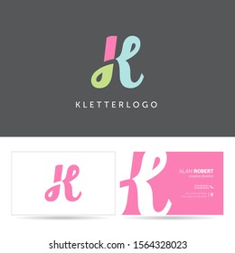 K letter logo design vector with Business card template
