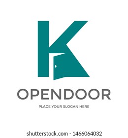 K Letter logo  with door symbol. This vector template suitable for architecture, room and interior. Also suitable for logo based alphabet.