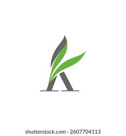K letter logo eco grow business. icon green