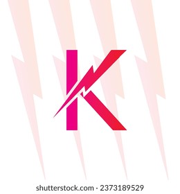 K letter logo with Electrical sign, electricity logo, power energy logo, and icon