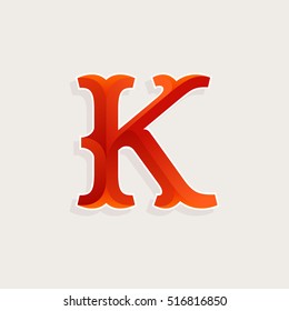K letter logo in elegant circus faceted style. Slab serif font. Vintage vector typeface for labels, headlines, posters, cards etc.