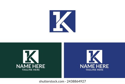 K letter logo enclosed in a square. K monogram, logo emblem