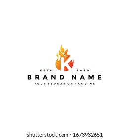 Plantilla vectorial de diseño de incendio de logotipo de letra K