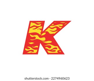 K letter logo fire flames design elements vector illustration