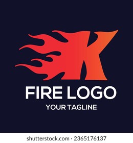K letter logo, fire flames logo design.