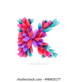 K letter logo formed by hearts. Happy Valentines Day design elements. 