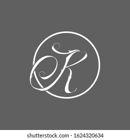 K letter logo with gray background.White letter and frame.K letter icon.