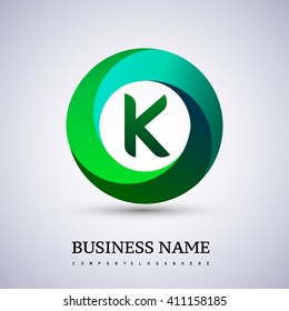 K letter logo in the green circle. Vector design template elements for your application or company identity.