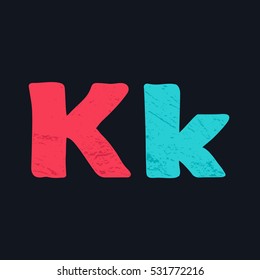 K letter logo hand drawn with bold brush. Manual tracing with clean lines and grunge texture. 