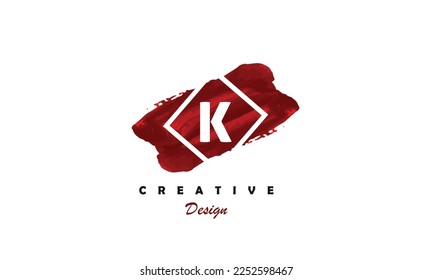 K letter logo icon design. Red water color premium trendy modern symbol vector logo design on white background
