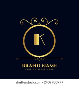 K letter logo, Letter K logo, K letter icon Design with black background. Luxury K letter