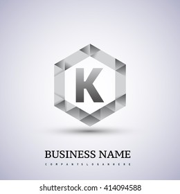 K Letter logo icon design template elements on hexagonal.