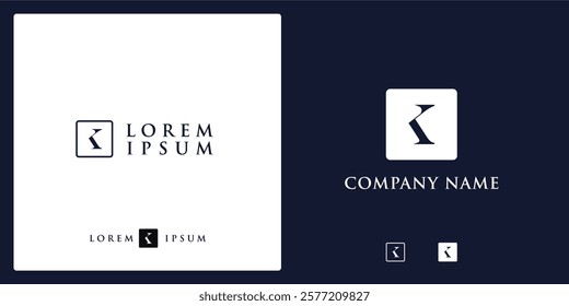 K Letter Logo and icon with frame, vector image editable