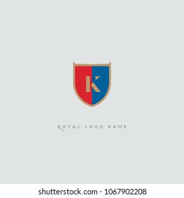 K Letter Logo, Icon in shield shape vector element.