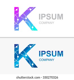 K letter logo icon template.Atom connectivity,Technology,Molecule,network,digital,Company logo Vector Illustration