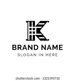 K letter logo with inside icon of cabinet template design
