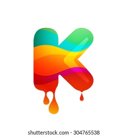 K letter logo with juice splash, waves and drops. Vector design template elements for your application or corporate identity.