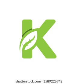 K Letter logo leaf concept template design