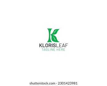 K letter logo with leaf vector design