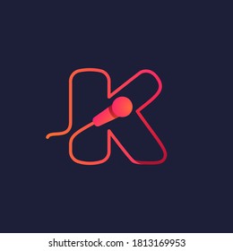 K letter logo made of mike cable. This icon can be used for a music company advertising, neon sign, karaoke identity, etc.