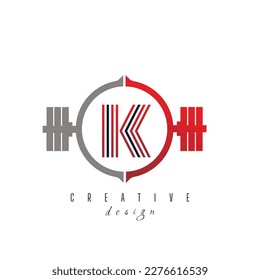 K letter logo with Modern and creative gym logo. Gym letter logo with red color gradient