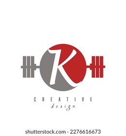 K letter logo with Modern and creative gym logo. Gym letter logo with red color gradient
