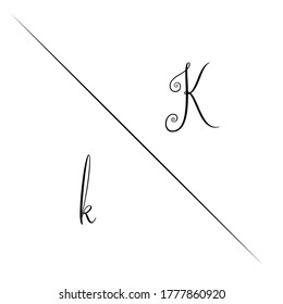 Diseño monográfico del logotipo de la letra K con letra pequeña y mayúscula