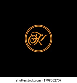 Diseño monograma del logotipo de la letra K sobre fondo negro.K logotipo de la letra para diseño de moda