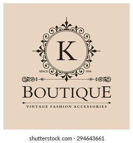 K Letter logo, Monogram design elements, line art logo design. Beautiful Boutique Logo Designs, Business sign, Restaurant, Royalty, Cafe, Hotel, Heraldic, Jewelry, Fashion, Wine. Vector illustration