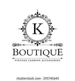 K Letter logo, Monogram design elements, line art logo design. Beautiful Boutique Logo Designs, Business sign, Restaurant, Royalty, Cafe, Hotel, Heraldic, Jewelry, Fashion, Wine. Vector illustration