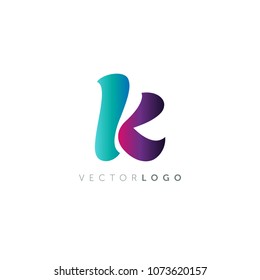 K letter logo multicolor comic design template